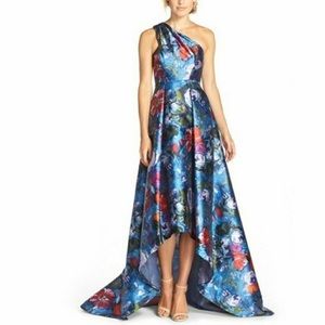 Pamella Roland Jacquard Floral Gown with train